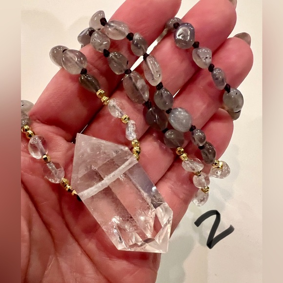 LAST ONE! DT Power Quartz + Labradorite Mala Pendant Necklace - Picture 3 of 10